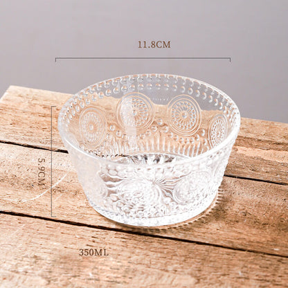 Sunflower Embossed Straight Sided Glass Bowl