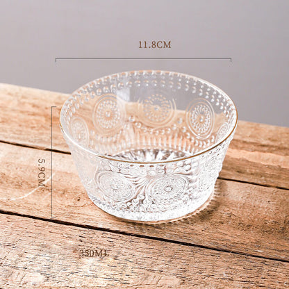 Sunflower Embossed Straight Sided Glass Bowl