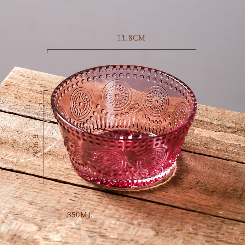 Sunflower Embossed Straight Sided Glass Bowl