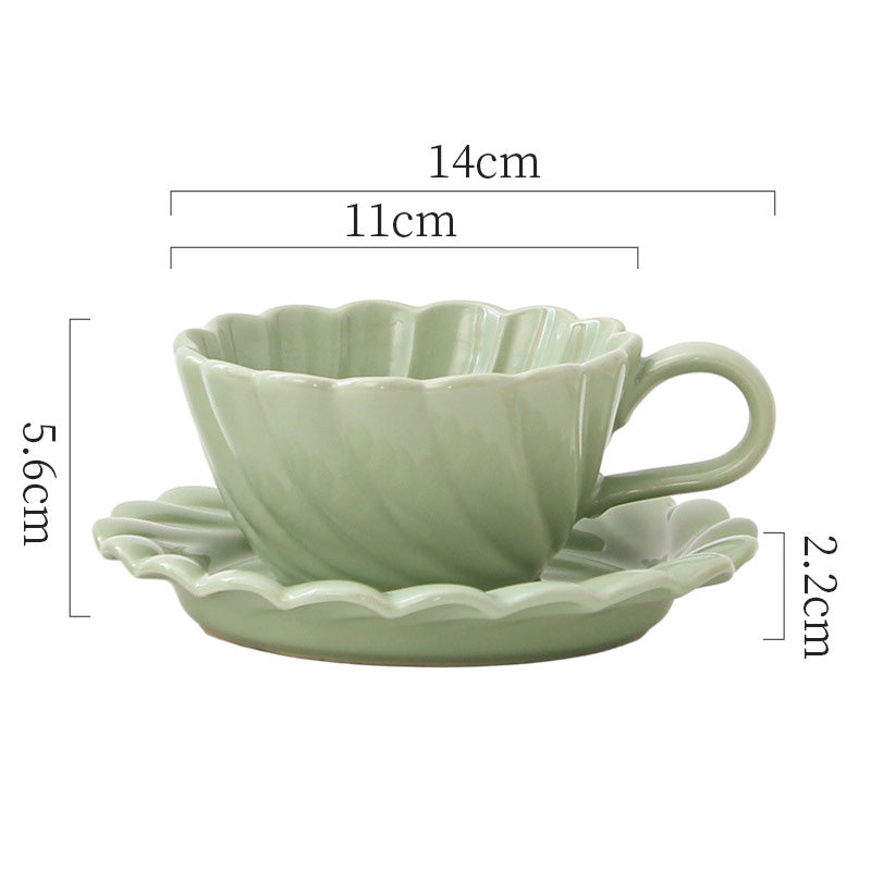 Threaded Ceramic Cup and Saucer