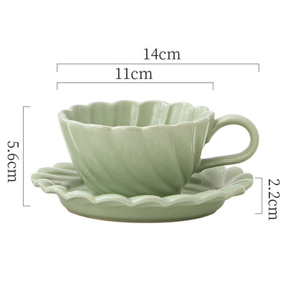 Threaded Ceramic Cup and Saucer