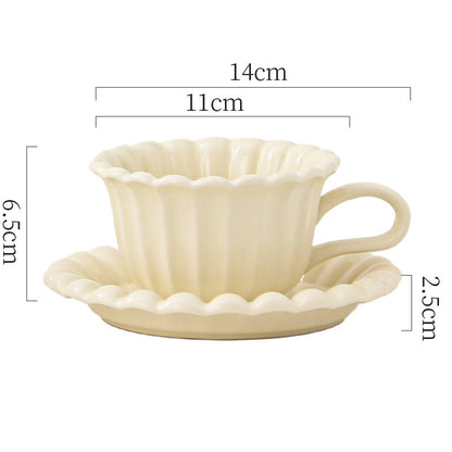 Threaded Ceramic Cup and Saucer