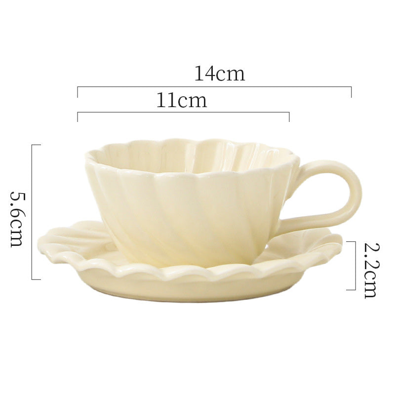 Threaded Ceramic Cup and Saucer