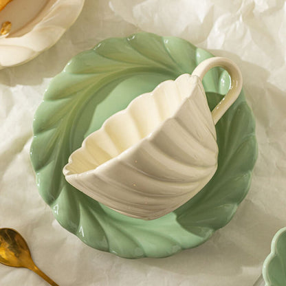 Threaded Ceramic Cup and Saucer