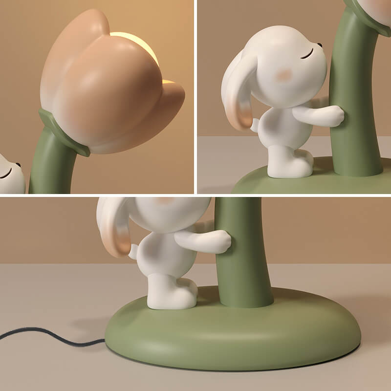 Tulip Flowers Bunny Table Lamp