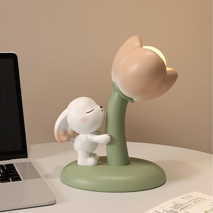 Tulip Flowers Bunny Table Lamp