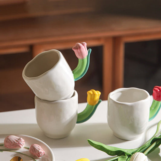 Tulip Handle Ceramic Mug