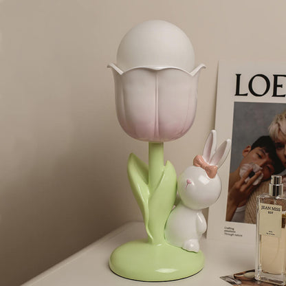 Tulip Rabbit Resin Table Lamp