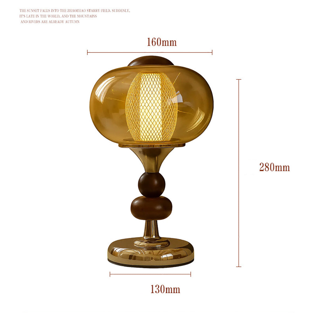 Vintage Amber Glass Table Lamp