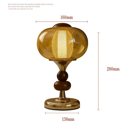 Vintage Amber Glass Table Lamp