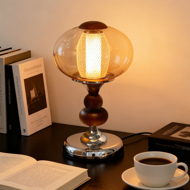 Vintage Amber Glass Table Lamp