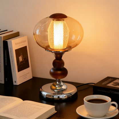 Vintage Amber Glass Table Lamp