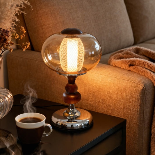 Vintage Amber Glass Table Lamp