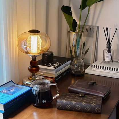 Vintage Amber Glass Table Lamp