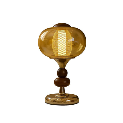 Vintage Amber Glass Table Lamp
