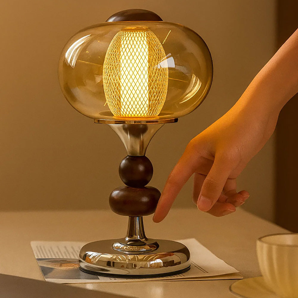 Vintage Amber Glass Table Lamp