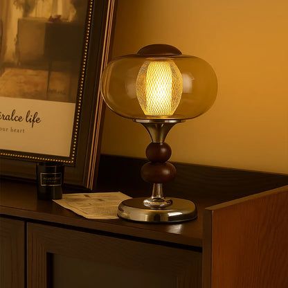 Vintage Amber Glass Table Lamp