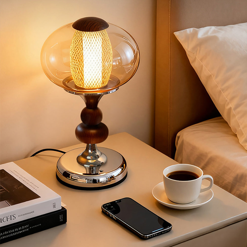 Vintage Amber Glass Table Lamp
