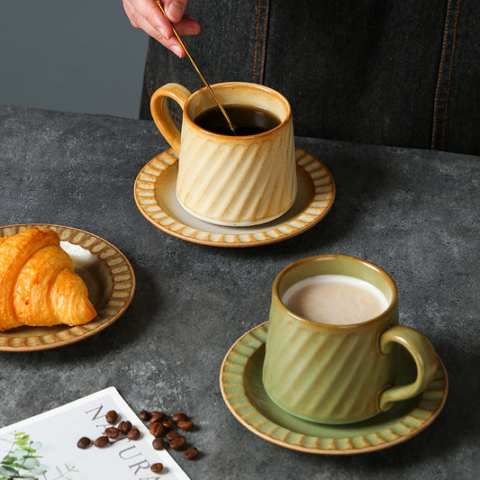 Vintage Ceramic Striped Cup and Saucer