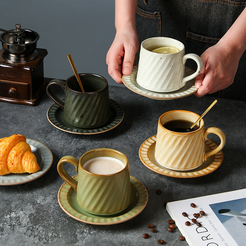 Vintage Ceramic Striped Cup and Saucer