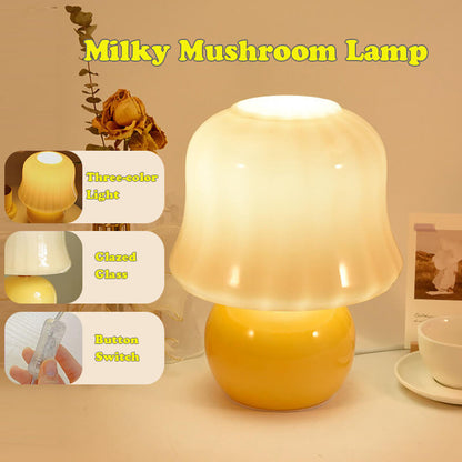 Cremegelbe Vintage Pilzlampe
