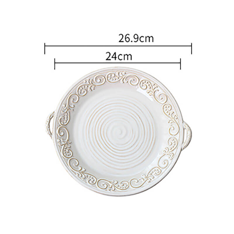 Vintage Embossed Ceramic Dinner Plate
