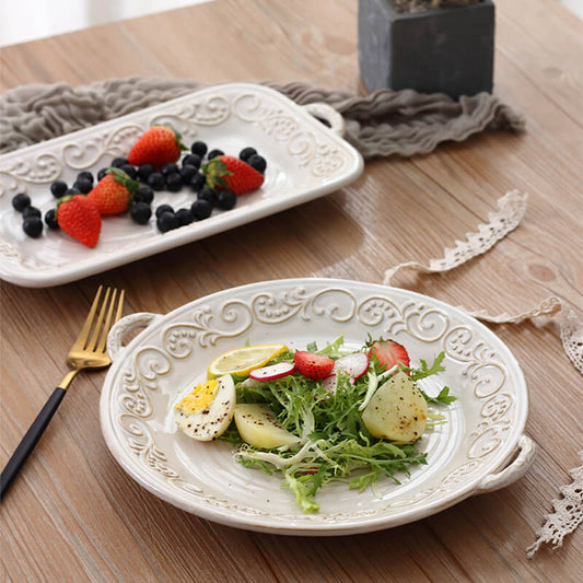 Vintage Embossed Ceramic Dinner Plate