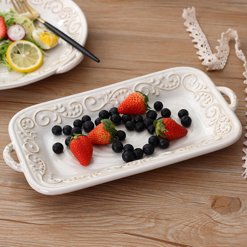 Vintage Embossed Ceramic Dinner Plate