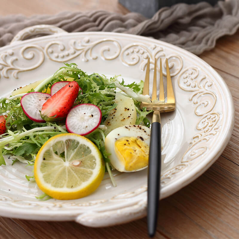Vintage Embossed Ceramic Dinner Plate