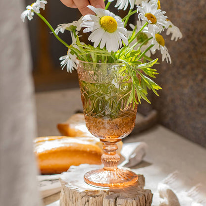 Pearlescent Vintage Embossed Glass Cup