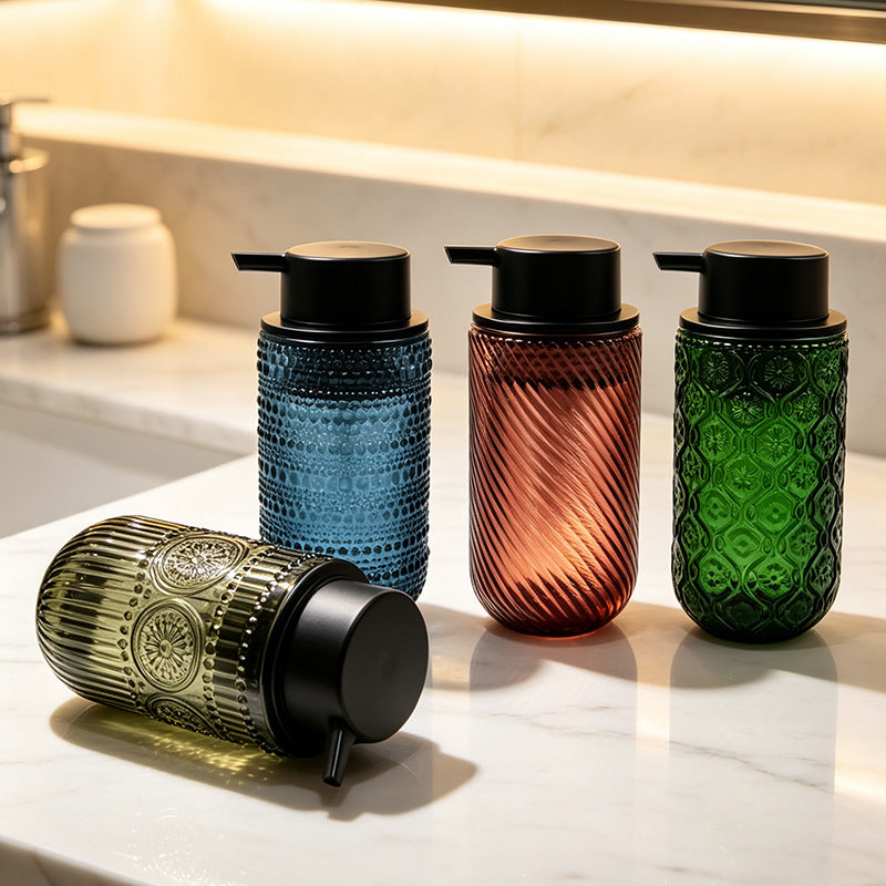 Vintage Embossed Glass Soap Dispenser