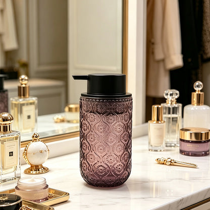 Vintage Embossed Glass Soap Dispenser