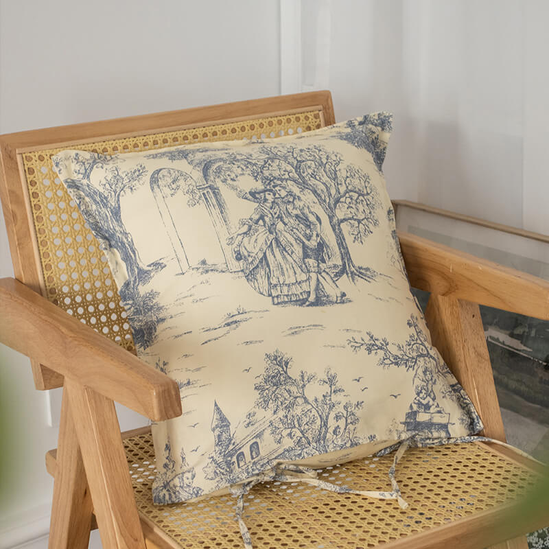 Vintage Floral Cotton Throw Pillow Cover