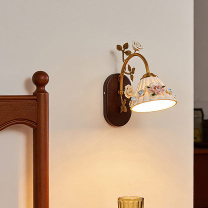 Vintage Glass Flower Wall Lamp