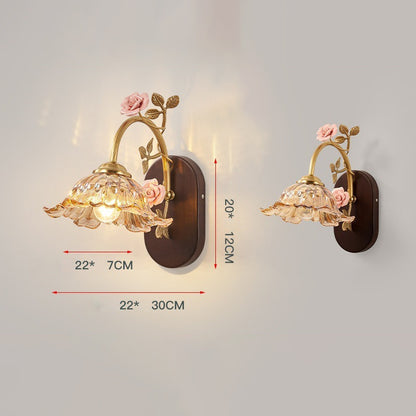 Vintage Glass Flower Wall Lamp