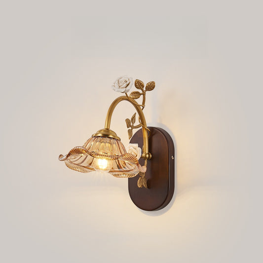 Vintage Glass Flower Wall Lamp