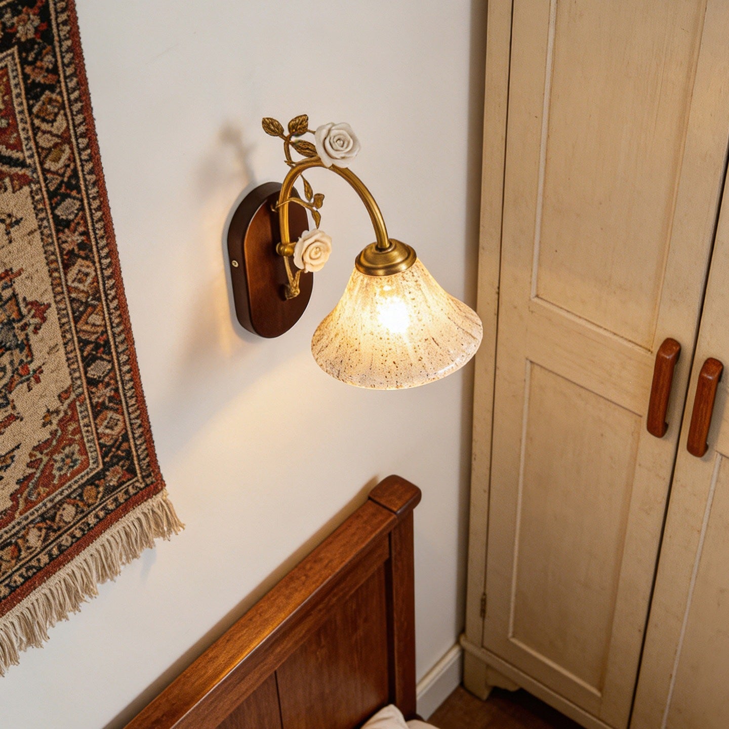 Vintage Glass Flower Wall Lamp