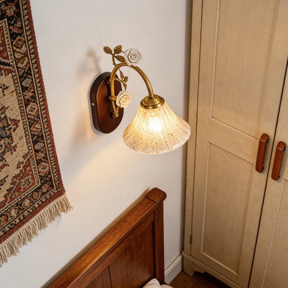 Vintage Glass Flower Wall Lamp