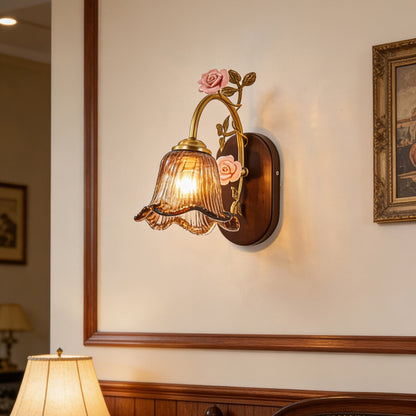 Vintage Glass Flower Wall Lamp
