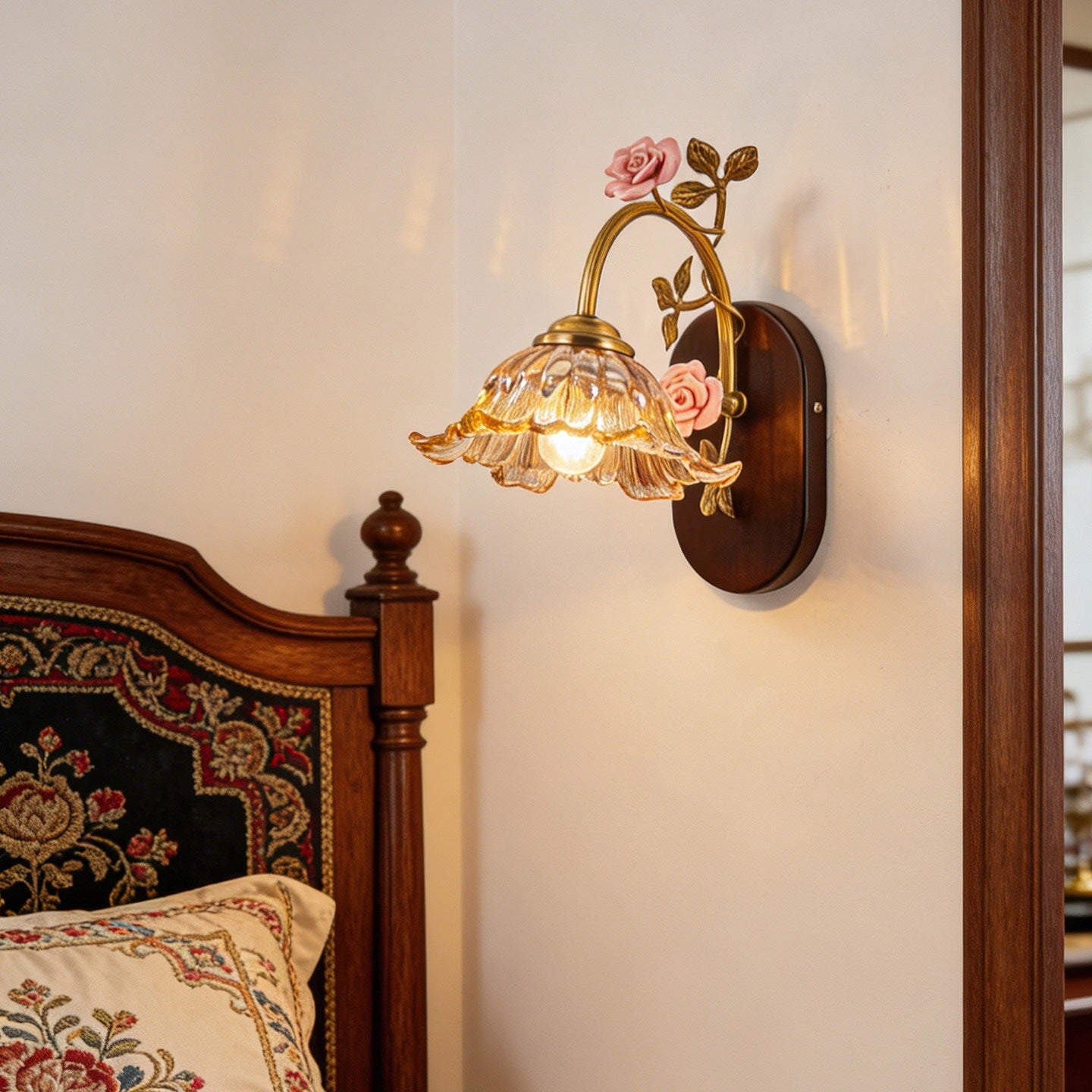 Vintage Glass Flower Wall Lamp