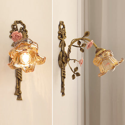 Vintage Glass Rose Wall Lamp