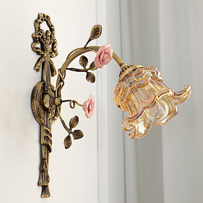 Vintage Glass Rose Wall Lamp