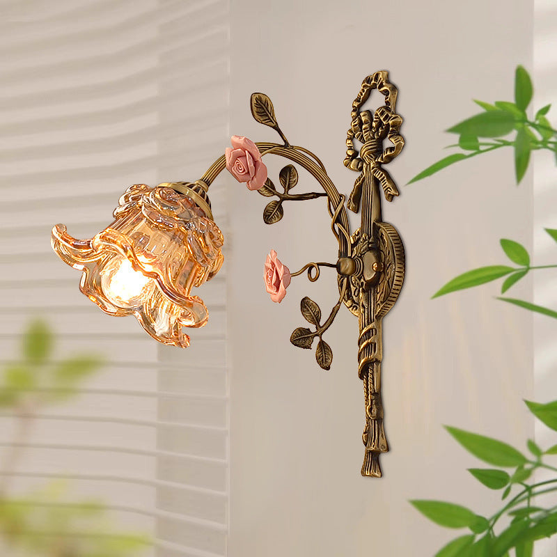 Vintage Glass Rose Wall Lamp