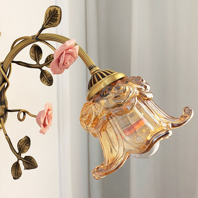 Vintage Glass Rose Wall Lamp