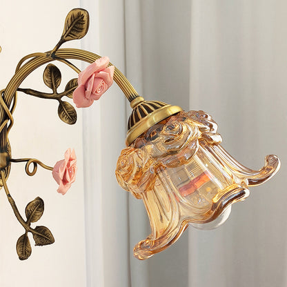 Vintage Glass Rose Wall Lamp