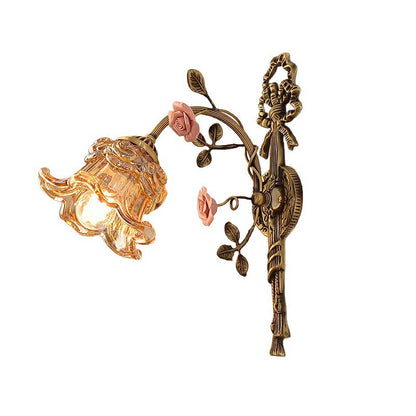 Vintage Glass Rose Wall Lamp