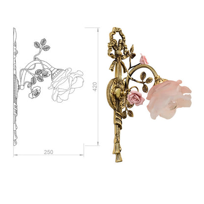 Vintage Glass Rose Wall Lamp