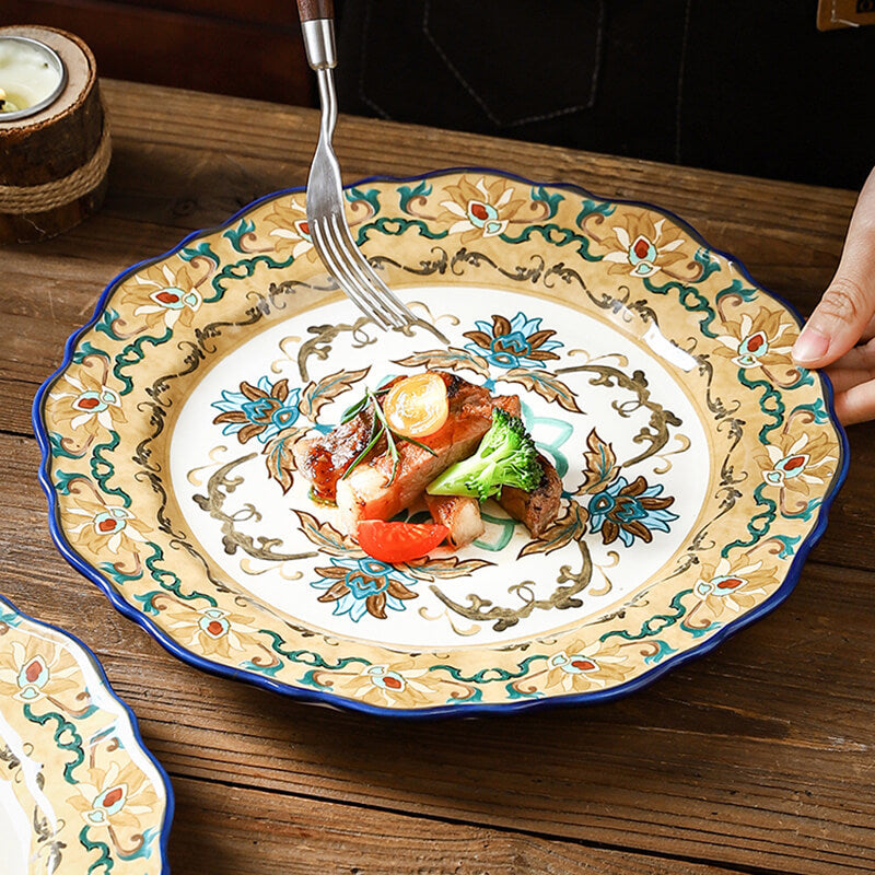 Vintage Hand Painted Ceramic Dinner Plate