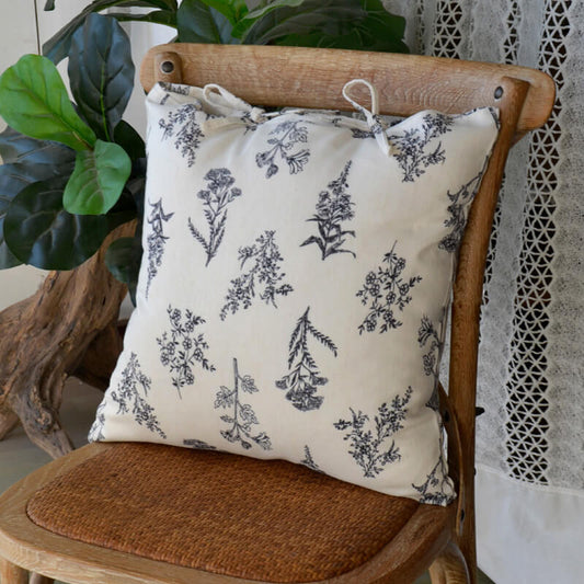 Vintage Line Drawing Flower Throw Pillow Cover