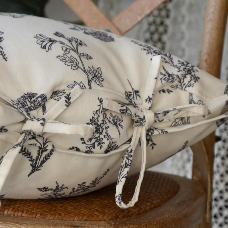 Vintage Line Drawing Flower Throw Pillow Cover